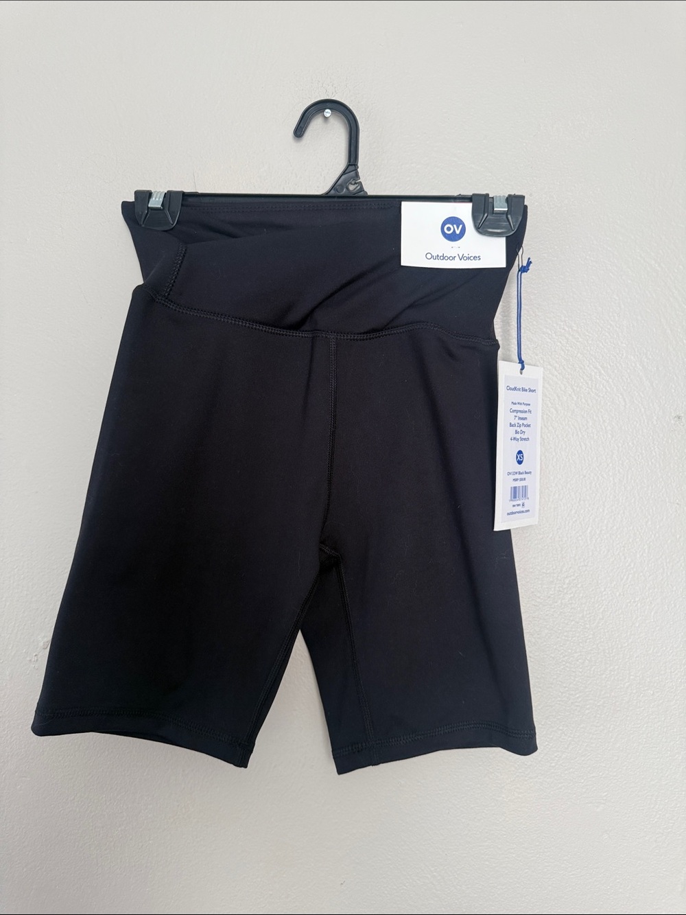 NWT Outdoor Voices Black High-Rise Bike Shorts with Wide Waistband XS